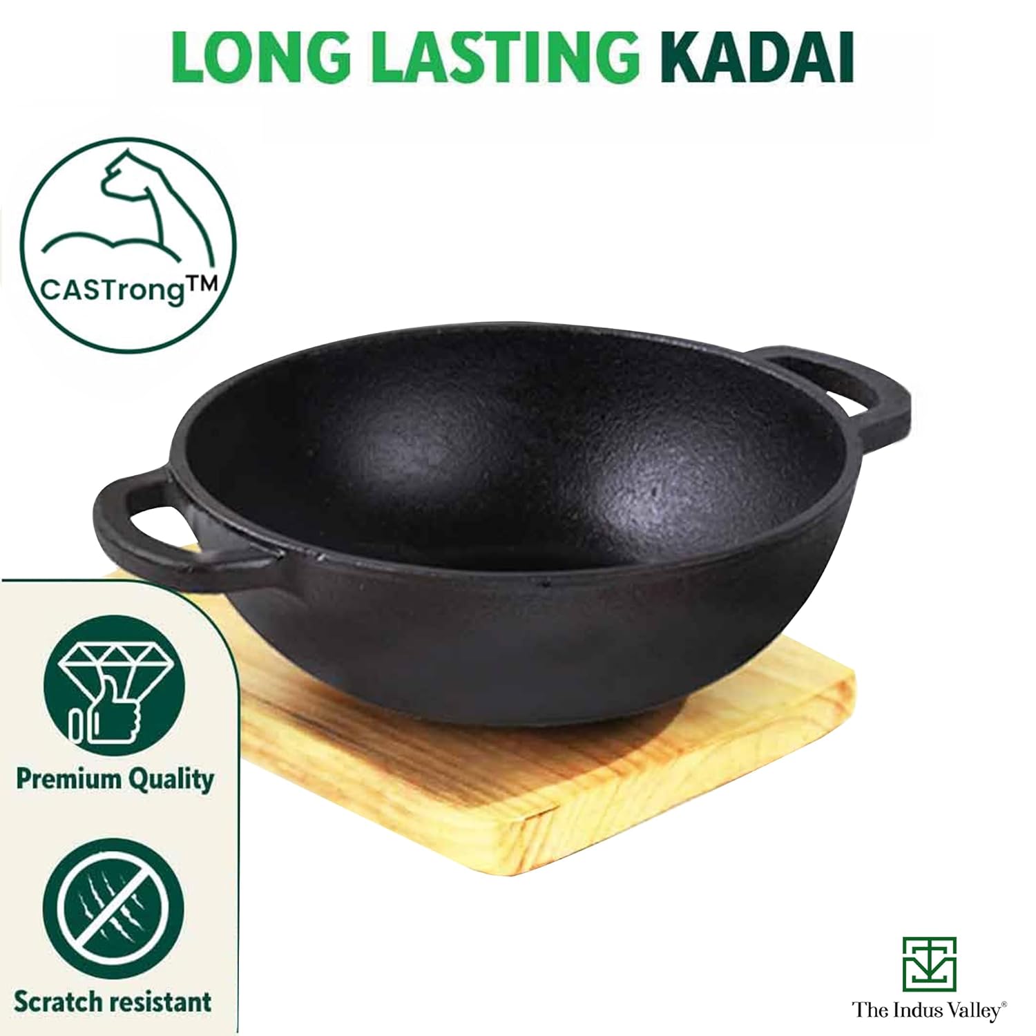 Pre-Seasoned Cast Iron Cookware Set - Kadai 25.4cm, 2.3 Liters + Tawa 25.5cm | Kitchen Cooking Combo Pots & Pans Set Of 2 Pcs - Naturally Nonstick Pre-Seasoned Cast Iron Cookware Set - Kadai 25.4cm, 2.3 Liters + Tawa 25.5cm | Kitchen Cooking Combo Pots & Pans Set Of 2 Pcs - Naturally Nonstick