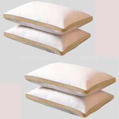 Gusset Pillow, 3d Virgin Fiber Filled, Adequate Firmness & Support, Microfiber - 17 X 27 Inch | White Pillow, Supportive Comfort, For Side, Back & Stomach Sleepers - Pack Of 4