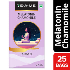 TE-A-ME Melatonin Chamomile Sleep Tea - 25 Infusion Tea Bags | Chamomile Tea For Good Sleep - Made With Melatonin, Chamomile Flowers, Passion Herb, Lavender Flower | Caffeine Free, Biodegradable