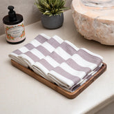Debaans 100% Bamboo Hand Towels 800 Gsm | Buttery Soft, Ultra-Absorbent, Lightweight, Anti-Microbial, Hypoallergenic, Quick Dry Hand Towel (Set Of 4) - Plum Stripe
