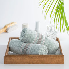 Spread Spain Water & Soil Face Towel 300 Gsm | Luxurious Blend Of Cotton & Bamboo Fiber Face Towel Ultra-Absorbent, Quick-Drying & Skin-Friendly (Mint) - Pack Of 2