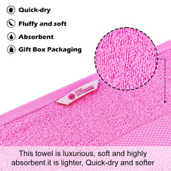 Casa Copenhagen Denmark Design 2 Bath + 2 Hand & 2 Washcloths Towels 1800 Gsm | He & She Super Soft Collection 100% Cotton 6 Piece Towel Set - Pink