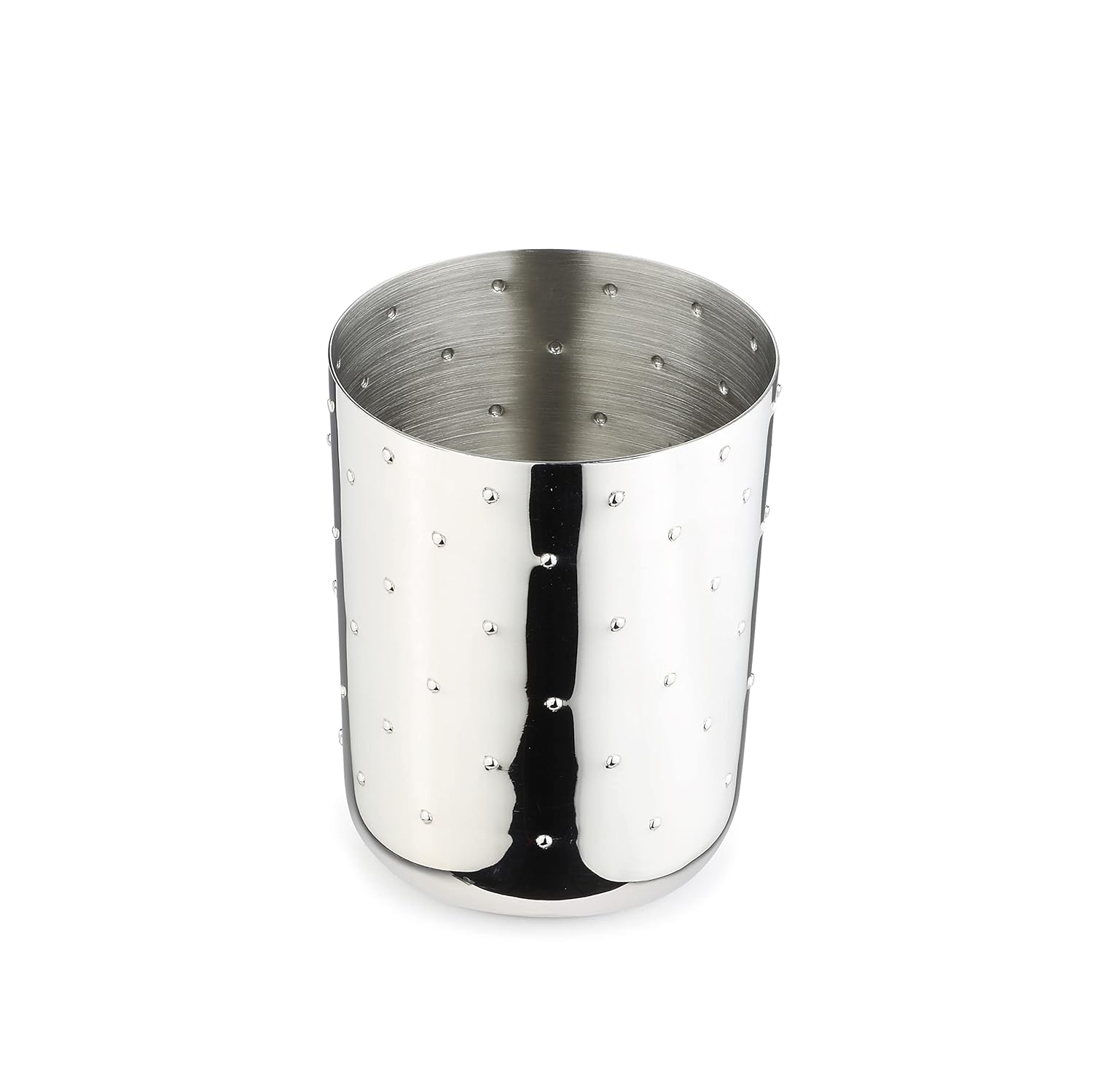 Designer Silver Stainless Steel Drinking Glass Set Of 6 - Polka Series | Convenient Water Glasses - Multipurpose Designer Tumbler | Serve Ware & Tableware Designer Silver Stainless Steel Drinking Glass Set Of 6 - Polka Series | Convenient Water Glasses - Multipurpose Designer Tumbler | Serve Ware & Tableware