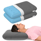 Cool Gel Memory Foam Pillow, Bed & Orthopedic Pillows, King Size - 5 Inches | Pillows For Neck Pain Relief, Thick With Grey Color Removable Washable Pillow Cover | Neck Pain - Pack Of 2