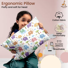 Premium Baby Pillow For Kids, Super Soft Cotton Kids Cushion - 12 X 18 Inches | For 5 Years Old Kids, Adorable Animal & Cartoon Prints | Bed Pillow, Washable, Easy To Care - Pillow 07