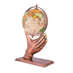 Home & Office Decorative Hand Globe Metal Table Top Showpiece Globe, Home Decor, Living Room, Bedroom, Showcase, Office Desk, & Gifting, Pack Of 1