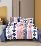 Bedsheet For Queen Size With 2 Pillow Covers - 60 X 78 Inches, Pink & White | Soft & Skin-Friendly Fabric | All Around Elastic Fitted Bedsheet