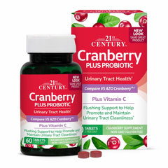 21st Century Cranberry Plus Probiotic, With Added Vitamin C Supports Urinary Tract Health & Helps Maintain Urinary Tract Cleanliness | 60 Tablets 100gm 0.2lbs
