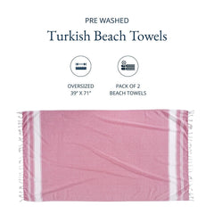 Lane Linen Beach Towel 699 Gsm | Oversized, Pre-Washed Large Beach Towels, Sandless Beach Towel, Quick Dry Travel Towel - Cashmere Rose (2 Pack)