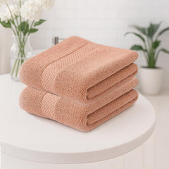 Earthy Fables Premium Bath Towel 600 Gsm | 100% Combed Cotton Ultra Soft, Quick Dry & Highly Absorbent For Home, Travel And Acne-Prone Skin (Peach) Set Of 2