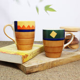 Hand Painted Boho Fiesta Ceramic Coffee Mug Set Of 2 - 300ml Each | Ceramic Mugs For Coffee, Tea, Milk - Microwave Safe & Dishwasher Safe