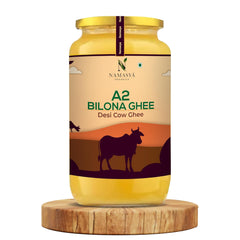 Pure Premium A2 Bilona Desi Cow Ghee By Namasya Organics | Rich In Nutrients Flavor Healthy Desi Ghee Perfect For Laddus | (1 Litr) 33.8 Ounce | Jar Pack