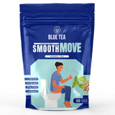 Blue Tea Caffeine Free Smooth Move Herbal Tea - 50 Pyramid Tea Bags In Zip Lock Pack | Super Antioxidant - Gluten Free, Non-GMO, Zero Sugar, 100% Vegan