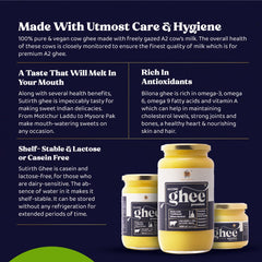 100% Natural A2 Bilona Desi Cow Ghee By Sutirth | Rich In Taste & Nutrients Made With Traditional Bilona Method Desi Ghee Perfect For Parathe | (250ml) 8.4 Ounce | Jar Pack