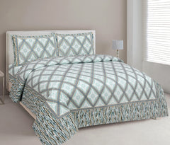 Printed Cotton King Size Bedsheet With 2 Pillow Cover - 90 X 108 Inches, Teal | Long Lasting Softness | Ideal For Regular Home Use | 144 Thread Count