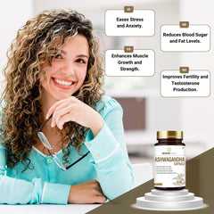 Mokshveda Ashwagandha Capsules, Experience The Revitalizing Power Of The Himalayas | 60 Veg Capsules 100gm 0.2lbs