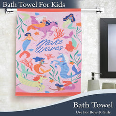 Fresh From Loom 100% Cotton Fur Hypoallergenic Bath Towel For Kids 300 Gsm | Double Stitched Edge (Pink)