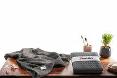 Yaanthiv'S Unisex Bath Towel Waffle | Light Weight Towel For Travel, Gym, Beach, Pool & Yoga | Quick Dry 500 Gsm - Dark Grey