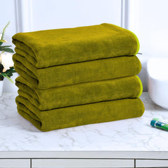 Black Gold The Finer Touch Premium Microfiber Bath Towel 1600 Gsm | Ultra Soft & Absorbent Quick Dry Towel Lightweight Microfiber Bath Towel (Green) - Pack Of 4