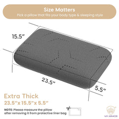 Cool Gel Memory Foam Pillow, Orthopedic Pillows, King Extra-Thick - 5.5 Inch | Pillows For Neck Pain Relief With Grey Color Washable Pillow Cover | Cooling, Adjustable - Pack Of 1