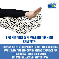 Orthopedic Bed Wedge Elevated Leg Pillow, White & Black - 20 X 18 X 8 Inch | For Leg Elevation Reduces Back Pain & Improves Blood Circulation | Removable & Washable Cover - Pack Of 1