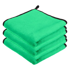 Kuber Industries Cleaning Towel 450 Gsm | Reusable Cleaning Cloths For Kitchen, Duster & Home Cleaning With Hanging Loop - Pack Of 3 (Green)