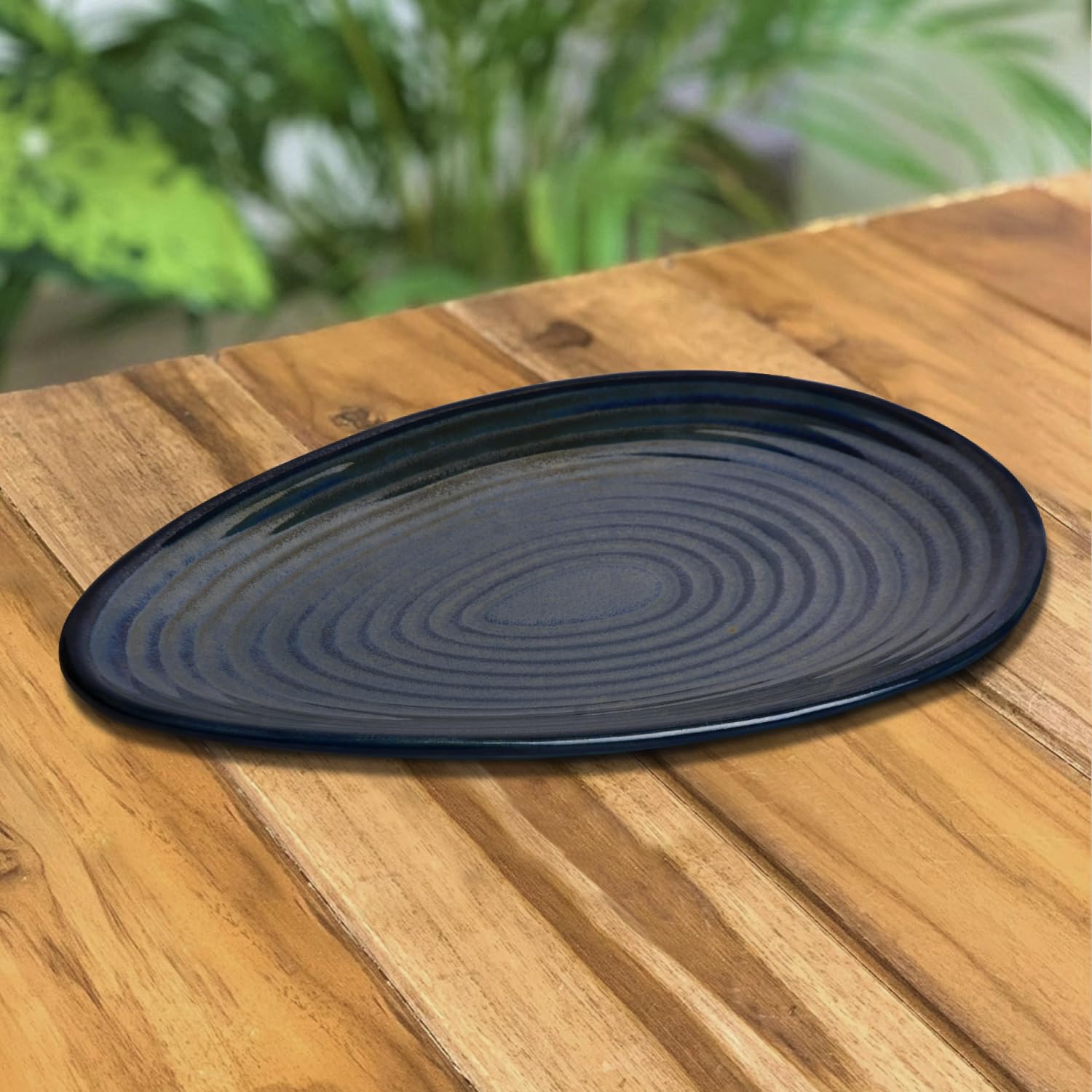Premium Hand Glazed Oval Shaped Ceramic Platter - Blue With Grey Speckle, 10.5 Inches, 490 Gm | Starter Serving Platter - Sweets, Dry Fruits, Snack Serving Platter Premium Hand Glazed Oval Shaped Ceramic Platter - Blue With Grey Speckle, 10.5 Inches, 490 Gm | Starter Serving Platter - Sweets, Dry Fruits, Snack Serving Platter