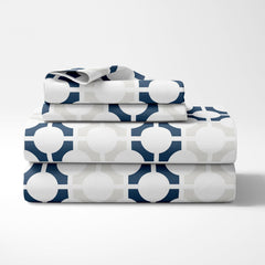 1 Single Bedsheet With 1 Pillow Cover - 54 X 84 Inches, Grey & Colonial Blue | Comfort Meets Everyday Styles | Traditional Ideal For All-Season Use