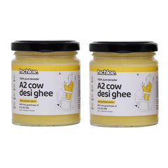 Pure Natural A2 Cow Desi Ghee By Hichkie | Rich In Vitamin A & Healthy Nutrients Desi Ghee Perfect For Cooking | 360ml (180 Litr * 2) 12.1 Ounce | Jar Pack