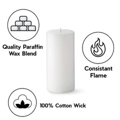 6 INCHES WHITE PILLAR CANDLES FOR HOME DECOR | BURNING TIME 90 HOURS | SET OF 2