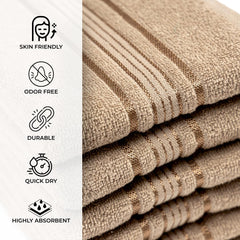 Akiko Home 100% Cotton Essential Series Hand Towels 1200 Gsm | Soft, Absorbent & Durable, Cotton Hand Towel For Bathroom Use, Gentle On Skin- Pack Of 6 (Beige)