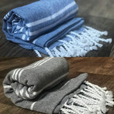 Rosslyn Bath/Beach Towel 700 Gsm | Ultra Soft, Absorbent & Quick Dry Bath Towel (Blue & Grey) - 2 Pcs