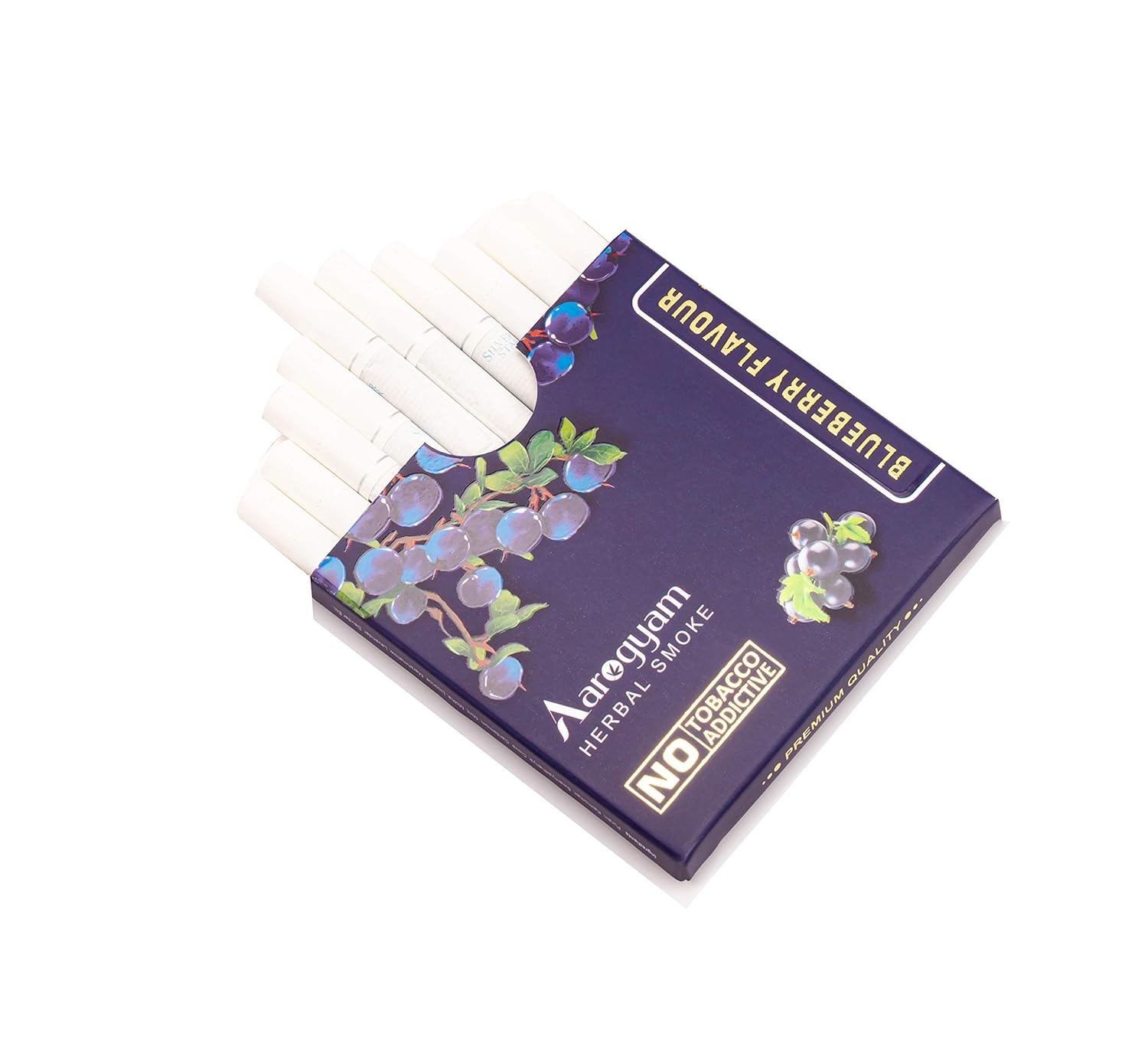 Aarogyam Herbals 100% Tobacco & Nicotine Free Cigarette For Relieve Stress & Mood Enhance Product For Smokers - 10 Sticks In Each Packet Blueberry Flavour, Pack Of 1 Aarogyam Herbals 100% Tobacco & Nicotine Free Cigarette For Relieve Stress & Mood Enhance Product For Smokers - 10 Sticks In Each Packet Blueberry Flavour, Pack Of 1