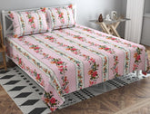 100% Cotton Double Bed Bedsheet Set With 2 Matching Pillow Covers | 90 X 90 Inches, Light Pink - Ideal For Villas, Guest Houses, & Daily Home Use Double Bedsheet