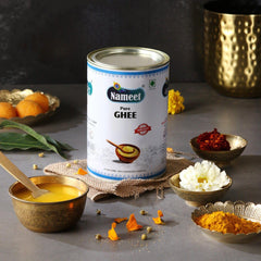 Premium Pure Desi Ghee By Nameet | Rich In Nutrients & Healthy Desi Ghee For Cooking | (1 Litr) 33.8 Ounce | Tin Pack