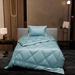 Single Bedsheet + Comforter With 1 Pillow Covers - 60 X 90 Inches, Dreamy Blue | Ideal For Gift Special Occasions | Perfect Romantic Bedsheet For Couples