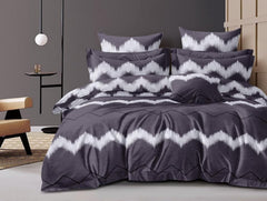 King Size Double Bedsheet With Two Pillow Covers - 108 X 108 Inches, Charcoal & White | Smooth To Touch, Breathable & Long Lasting - Ideal For Everyday Comfort