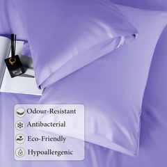 Satin Fitted Solid Bedsheet King Size With 2 Pillow Cover - 72 X 78 X 10 Inches, Lavender | Lightweight & Breathable, Perfect For All Seasons