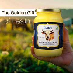 Organic A2 Bilona Cow Desi Ghee By Ikesh | High In Protein Fiber Healthy Desi Bilona Method Ghee Perfect For Heart Health | (500ml) 16.9 Ounce | Jar Pack