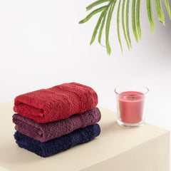 Wakefit Face Towel 500 Gsm | Gym Towel For Men Workout Towel Set Face Towel For Women | Set Of 3 (Chillipepper, Grapewine & Navyblue)