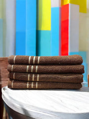 100% Cotton Hand Towel 800 Gsm | Ultra Absorbent & Anti-Bacterial Super Soft Gym & Workout Towels (Brown) - 4 Piece