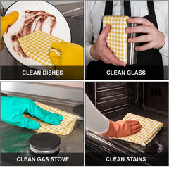 Am Safe Xam Safe X 100% Cotton Kitchen Towels 200 Gsm | Dish Cloths, Table & Fridge Cleaning, Roti Napkins -Pack Of 3 (Yellow & White)