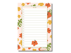 A5 Notes/To Do List Notepad, Beautiful Checklist Pad, Tear-Off Sheets (Flower, Orange) Pack Of 1