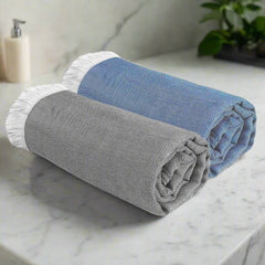 Heelium 100% Bamboo Bath Towel 500 Gsm | Ultra Soft & Lightweight | Highly Absorbent & Fast Drying Turkish Towel | Pack Of 2