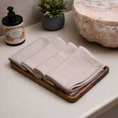 Debaans 100% Bamboo Hand Towels 800 Gsm | Buttery Soft, Ultra-Absorbent, Lightweight, Anti-Microbial, Hypoallergenic, Quick Dry Hand Towel (Set Of 4) - Beige