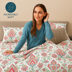Single Bedsheet With 2 Pillow Covers - 68 X 90 Inch, Multicolor | Soft & Breathable Long-Lasting Comfortable Fabric Bedsheet