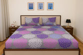 100% Microfiber Double Bedsheet Includes 2 Pillow Covers Cozy & Durable Bed Sheet Set For Double Bed - 90 X 100 Inches, Multicolor | Purple Petals Print ā Soft & Smooth Fabric
