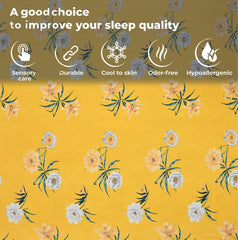 Microfiber Single Bedsheet Set With 1 Pillow Covers (60 X 90 Inches) Yellow | Durable & Long-Lasting | 144 Thread Count | Wrinkle Free