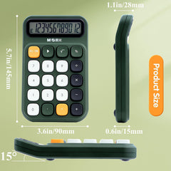 M&G Desk Calculator With Mechanical Buttons, 12 Digit Large LCD Display, Big Button Calculator For Office Home School, Bottom Antiskid, Battery Included (Green)
