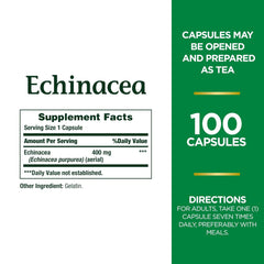Nature's Bounty Echinacea, Support Healthy Immune Function | 100 Capsules 150gm 0.3lbs